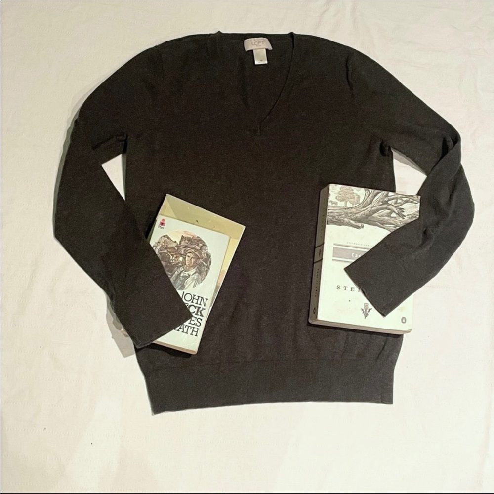 Loft dark grey Vneck sweater